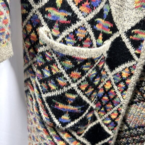 Kamana Women's Cardigan Sweater L Colorful Hooded Southwest Long Sleeve Coatagen - Picture 5 of 12